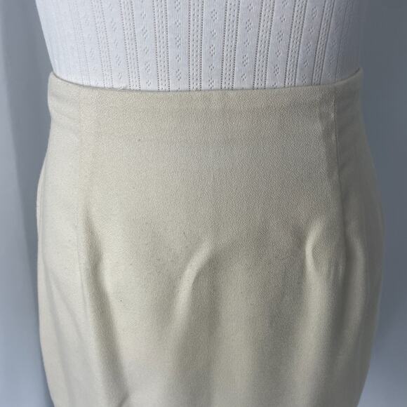 Vintage Mini Skirt Size 8 Cream Off White Solid Pencil Preppy Minimalist 80s 90s - Picture 3 of 15